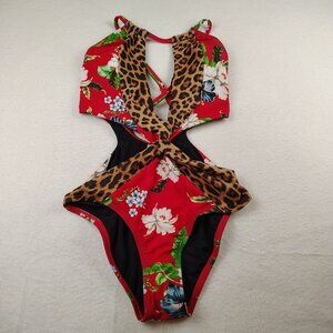 NEW Venus Cut Out Style One Piece Swimsuit Animal Print Floral sz 6